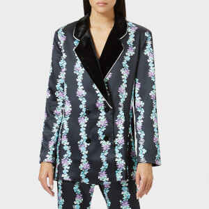 RIXO Women's Leo Double Breasted Blazer - Wavy Stripe Tulip