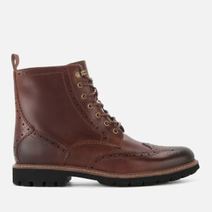 Clarks Men's Batcombe Lord Leather Brogue Lace Up Boots - Dark Tan