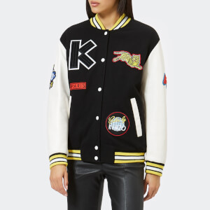 KENZO Women's Embroidered Wool And Leather Bomber Jacket - Multi