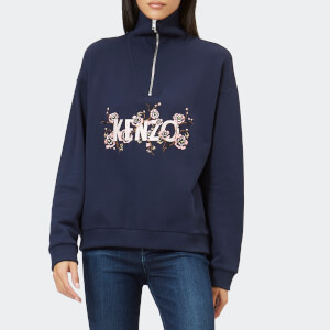 KENZO Women's Light Cotton Molleton Zip Top - Navy