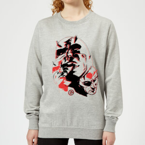 Marvel Knights Daredevil Layered Faces Women's Sweatshirt - Grey