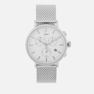 Timex Men's Fairfield Chronograph Mesh Strap Watch - Silver-Tone/White
