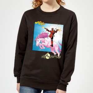 Sweat Femme Deadpool Chevauche une Licorne Marvel - Noir