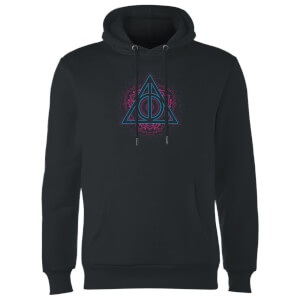 Harry Potter Neon Deathly Hallows Hoodie - Black