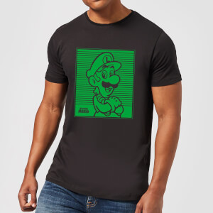 Nintendo Super Mario Luigi Retro Line Art Men's T-Shirt - Black