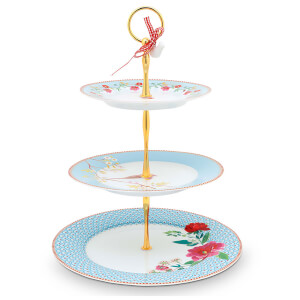 Pip Studio 3 Tier Floral Cake Stand - Blue