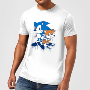 T-Shirt Homme Graffiti Sonic The Hedgehog - Blanc
