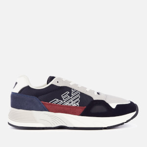 Emporio Armani Men's Zarks Mesh/Suede Runner Style Trainers - Navy/White/Light Grey