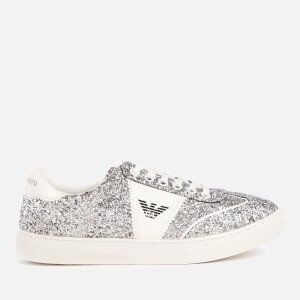 Emporio Armani Women's Biz Glitter Low Top Trainers - Silver/White