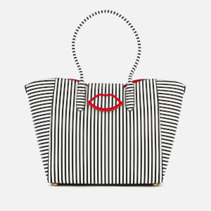 Lulu Guinness Women's Large Cupids Bow Sofia Tote Bag - Black/Chalk