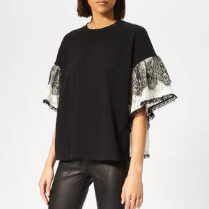 McQ Alexander McQueen Women's Gathered Sleeve Top - Black/Ivory