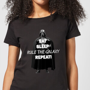 T-Shirt Femme Eat Sleep Rule The Galaxy Repeat Star Wars Classic - Noir