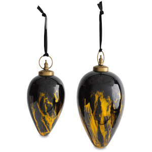 Nkuku Danoa Giant Drop Christmas Bauble - Aged Amber and Black - Small
