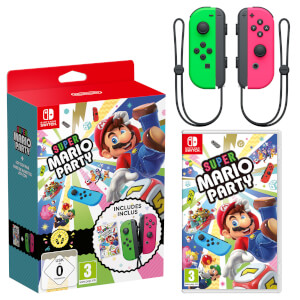 Super Mario Party + Neon Green / Neon Pink Joy-Con Controller Bundle