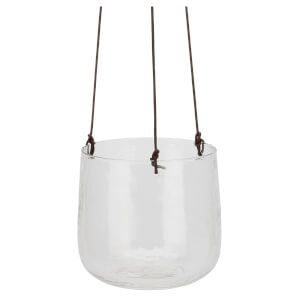 Nkuku Viri Hanging Planter - Clear Hammered Glass - Large