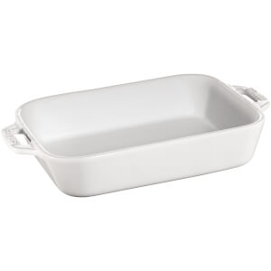 Staub Ceramic Rectangular Gratin Dish - 20cm x 16cm White