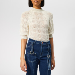 See By Chloé Women's High Neck Knit Top - Crystal White