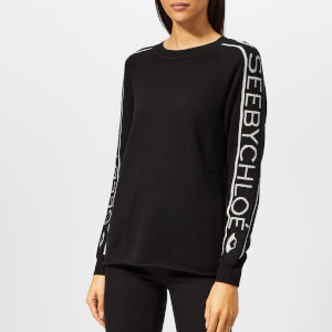 See By Chloé Women's Logo Sleeve Knit Jumper - Black