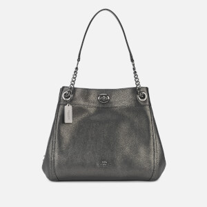 Coach Women's Metallic Leather Turnlock Edie Shoulder Bag - Metallic Graphite