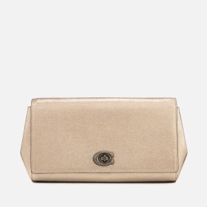 Coach Women's Alexa Metallic Leather Evening Clutch Bag - Platinum