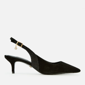 Dune Women's Cinda Suede Sling Back Kitten Heels - Black
