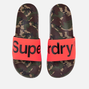 Superdry Men's Beach Slide Sandals - Camo/Hazard Orange/Black