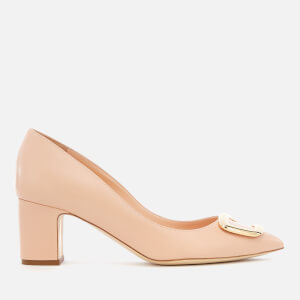 Rupert Sanderson Women's New Clava Leather Block Heeled Court Shoes - Buttermilk