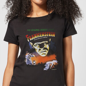 T-Shirt Femme Frankenstein Affiche Rétro - Universal Monsters - Noir