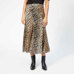 Ganni Women's Blakely Silk Skirt - Leopard
