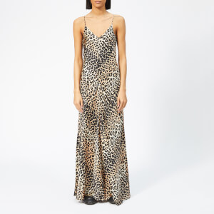 Ganni Women's Blakely Silk Slip Dress - Leopard