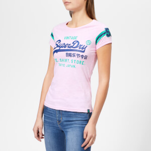Superdry Women's Shirt Shop Varsity Entry T-Shirt - Pastel Pink Marl