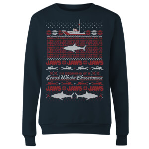 Jaws Great White Christmas Women's Sweatshirt - Navy
