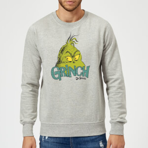 The Grinch Face Christmas Sweatshirt - Grey