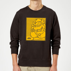 Nintendo Super Mario Bowser Retro Line Art Sweatshirt - Black