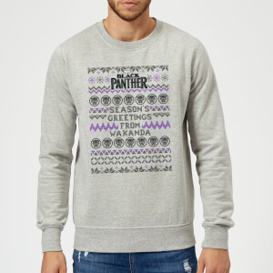Marvel Avengers Season's Greetings From Wakanda Christmas Sweatshirt - Grey