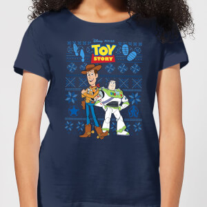 Disney Toy Story Damen Christmas T-Shirt - Navy Blau