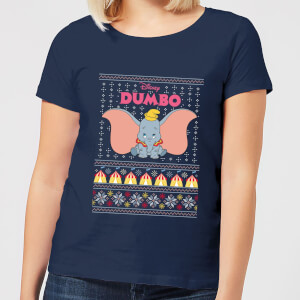 Disney Classic Dumbo Women's Christmas T-Shirt - Navy