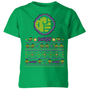 Marvel Avengers Hulk Smash! Pixel Art Kinder T-Shirt - Groen