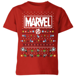T-Shirt de Noël Homme Marvel Avengers Pixel Art - Rouge