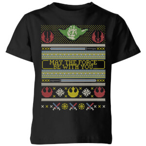 Star Wars May The Force Be With You Pattern Kinder T-Shirt - Schwarz