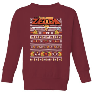 Nintendo Legend Of Zelda Pattern Kid's Christmas Sweatshirt - Burgundy
