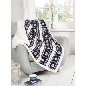 Rapport Alpine Fleece Blanket Throw - Navy