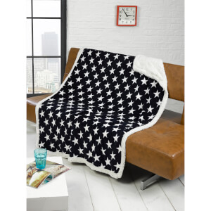 Rapport Stars Fleece Blanket Throw - Navy