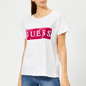 Guess Women's Velvet Logo T-Shirt - Optic White