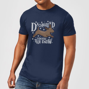 Dachshund Through The Snow Men's Christmas T-Shirt - Navy
