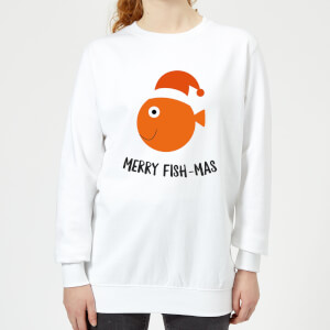 Merry Fish-Mas Women's Christmas Sweatshirt - White