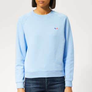 Maison Kitsuné Women's Tricolor Fox Patch Sweatshirt - Light Blue