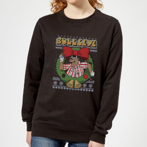 Bullseye Bullseye Wreath Women's Christmas Sweatshirt - Black