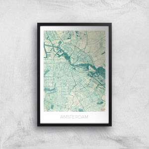 City Art Coloured Amsterdam Map Art Print