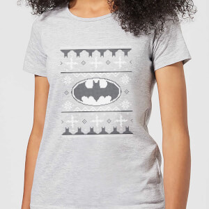 DC Batman Knit Women's Christmas T-Shirt - Grey